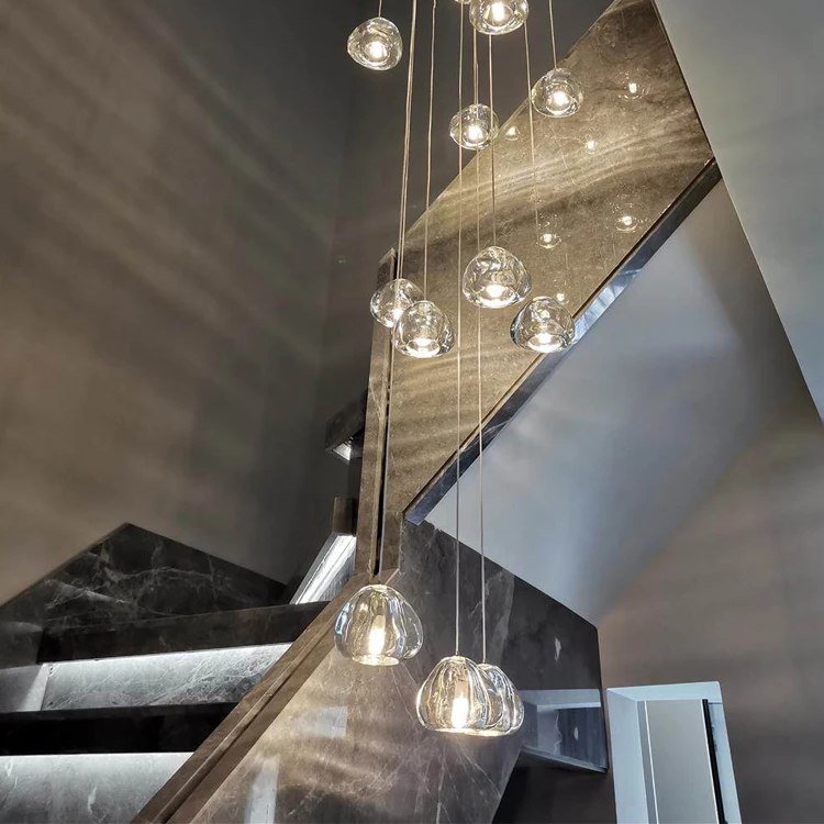 LuxRoyale Cascading Crystal Drop Chandelier for Staircase Entryway Lighting