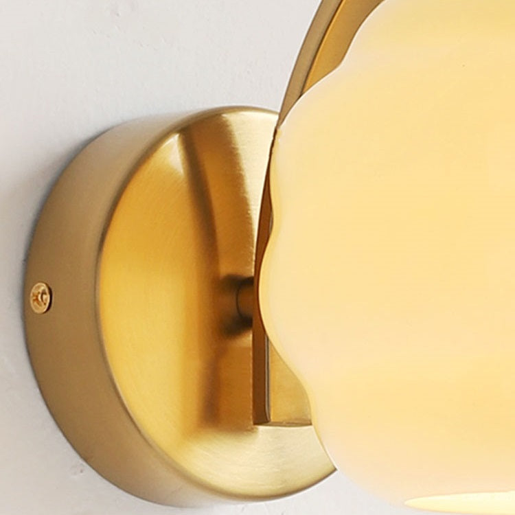 Royelux Vintage Art Deco Wall Lamp with White Glass Shade Brass Finish, Luxury Wall Lighting