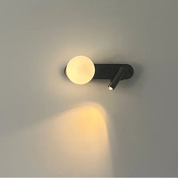 LuxRoyale Modern Alabaster Wall Sconce with Adjustable LED Reading Light