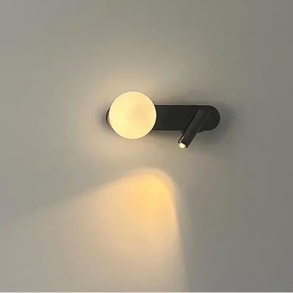 LuxRoyale Modern Alabaster Wall Sconce with Adjustable LED Reading Light