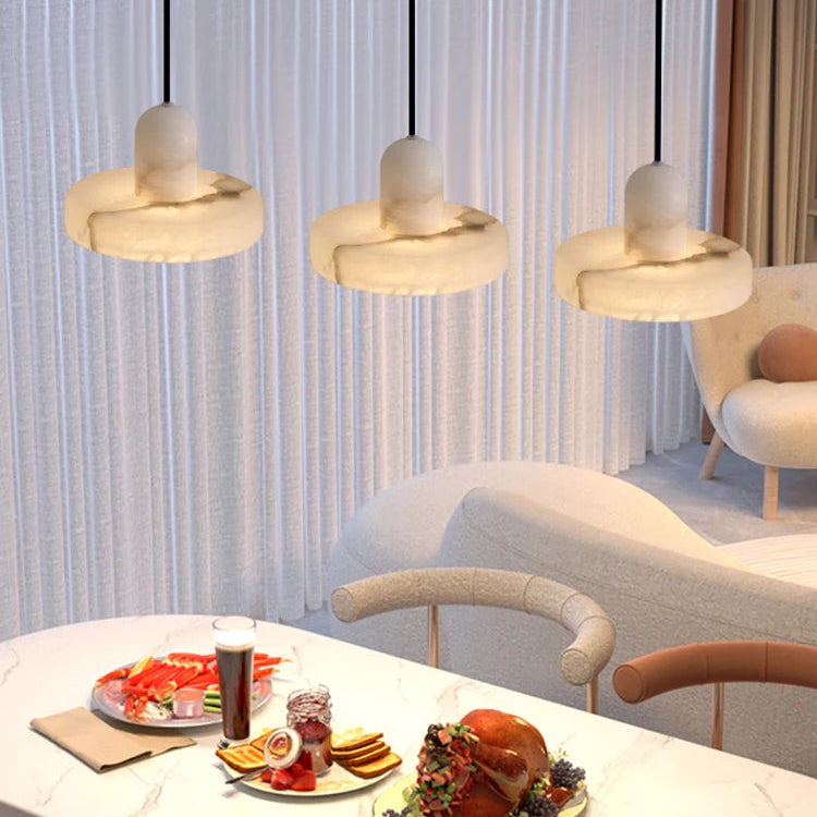 Royelux Marble Dining Pendant Light-Modern Minimalist White Stone Fixture