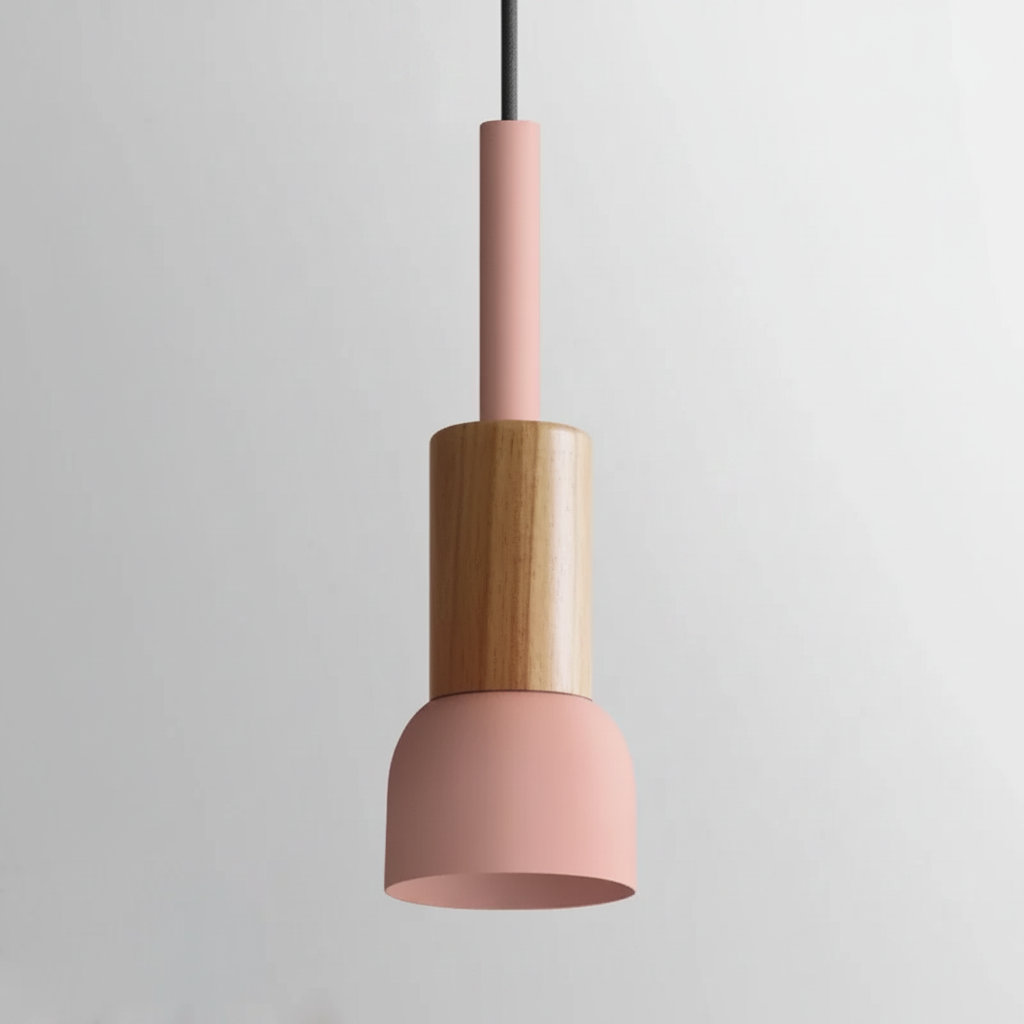 Royaleva Modern Scandinavian Oak & Aluminum Dome Pendant Light
