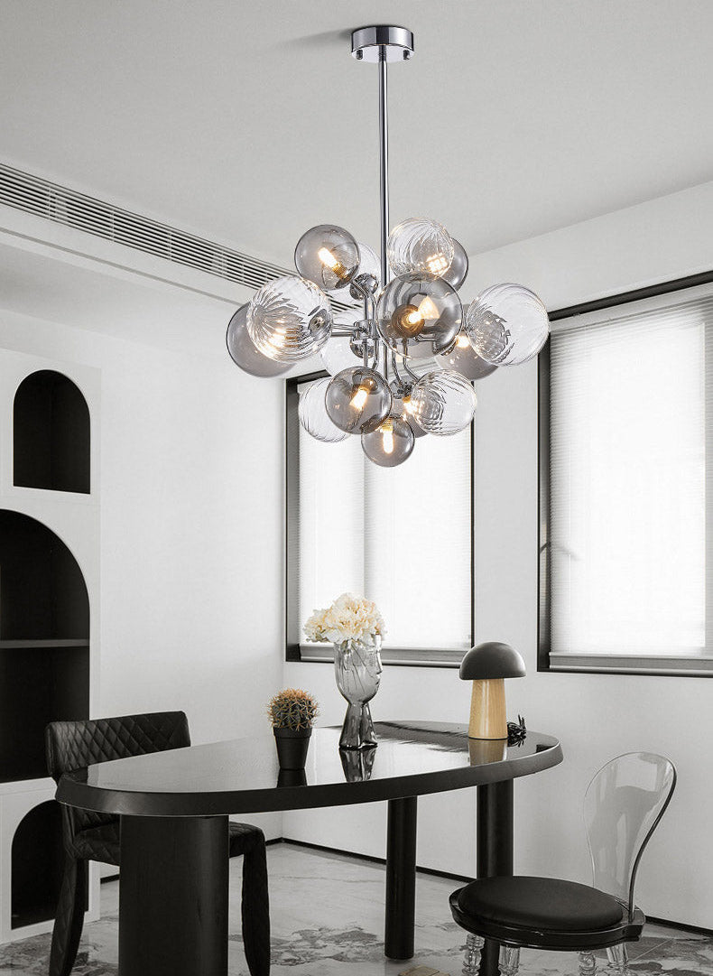 RoyaleGlow Sputnik Chandelier with Smoke Gray Glass Globes Modern Pendant Light
