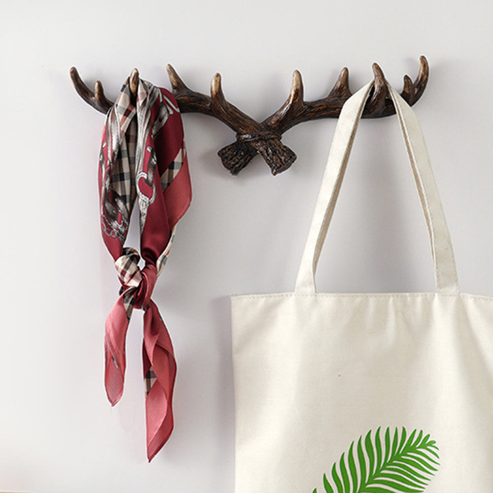 RoyaleGlow Rustic Antler Wall Mounted Coat Rack - Multi Hook Entryway Organizer