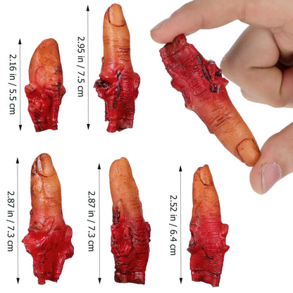 10pcs Halloween Bloody Fingers Articulated Dark Red Fake Fingers Party Prank Props Halloween Haunted House Layout Decoration 2