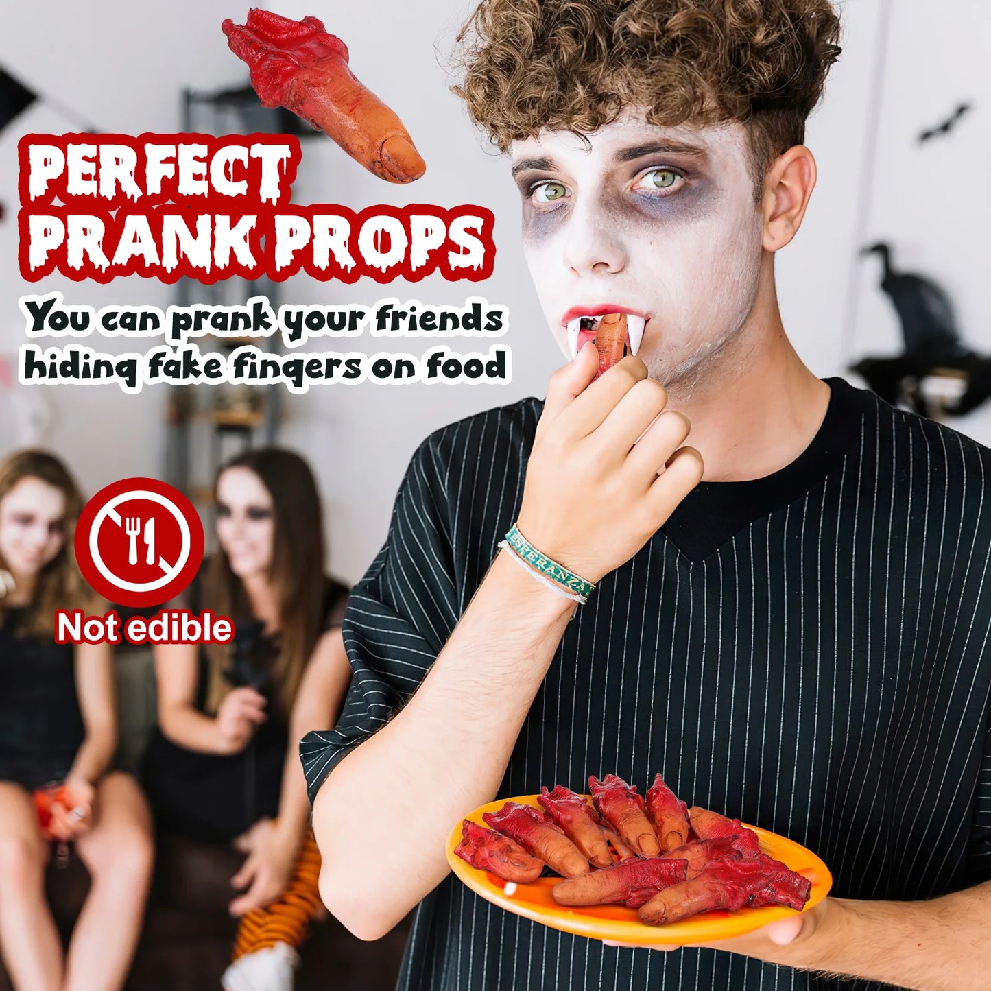 10pcs Halloween Bloody Fingers Articulated Dark Red Fake Fingers Party Prank Props Halloween Haunted House Layout Decoration 4
