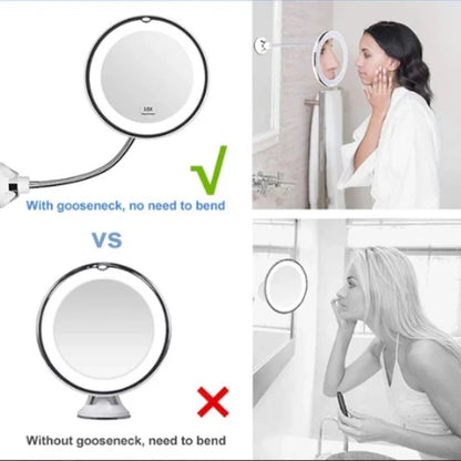 Luxora 10X Magnifying LED Lighted Flexible Mirror
