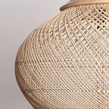 LuxRoyale Boho Rattan Pendant Light, Natural Woven Ceiling Lamp for Dining Room