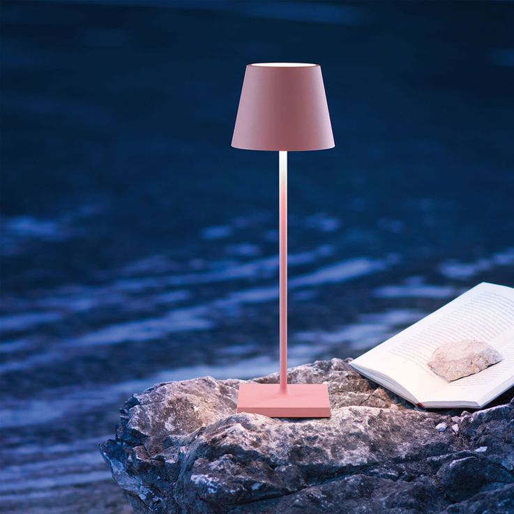Dimmable Tall Table Lamp - Touch-Activated, USB-C Rechargeable Modern Lighting - Matte Pink