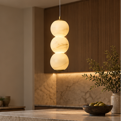 LuxRoyale Alabaster Stone Sphere Pendant Light Modern Hanging Lamp