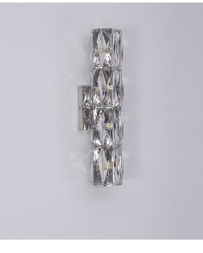 RoyaleGlow Dimmable LED Crystal Wall Sconce - Modern Cylindrical Up-Down Lighting