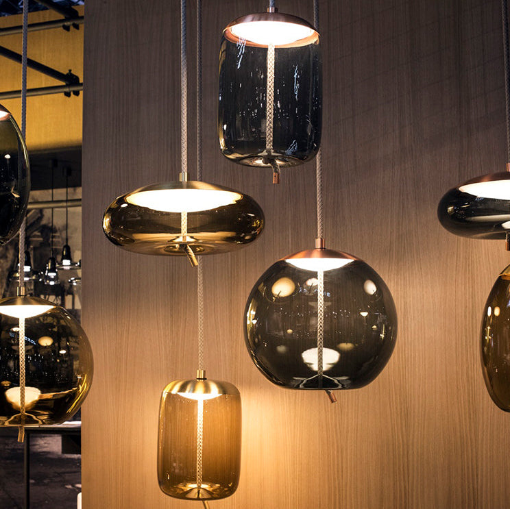 LuxRoyale Modern Amber Glass Pendant Light Hanging Rope Ceiling Lamp For Kitchen Island
