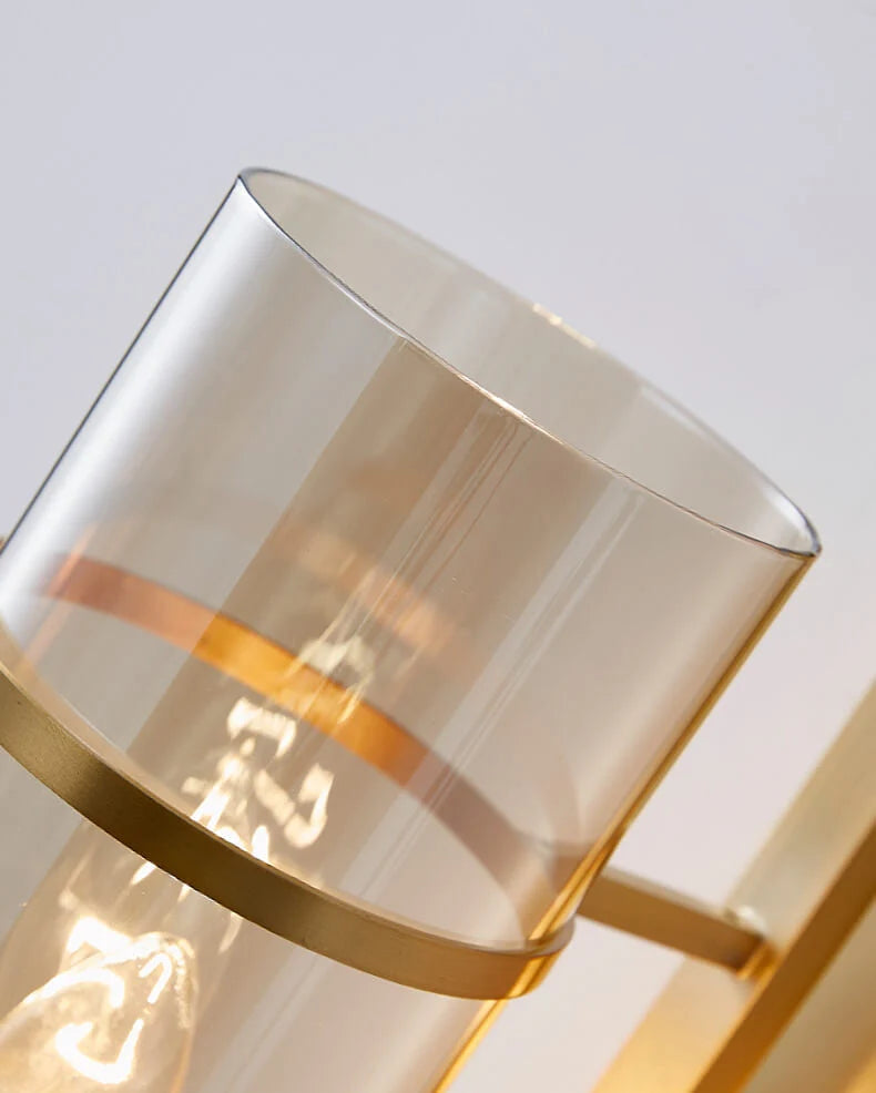 RoyaleGlow Farmhouse Brass Wall Sconce with Clear Cylinder Glass Shade - Royale Basic