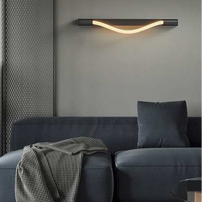 LuxRoyale Modern Black LED Wall Sconce - Flexible Wave Design for Ambient Lighting