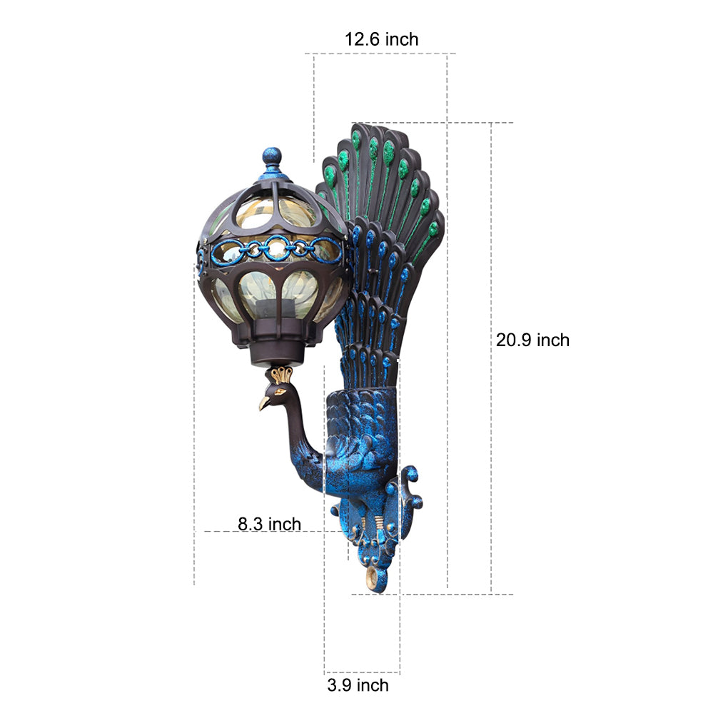 Luxora - European Style Retro Peacocks Waterproof Outdoor Wall Light - Colorful