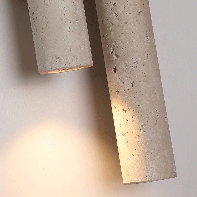 LuxRoyale Travertine Stone Wall Sconce Light - Modern Up Down Bedroom Lamp 50cm