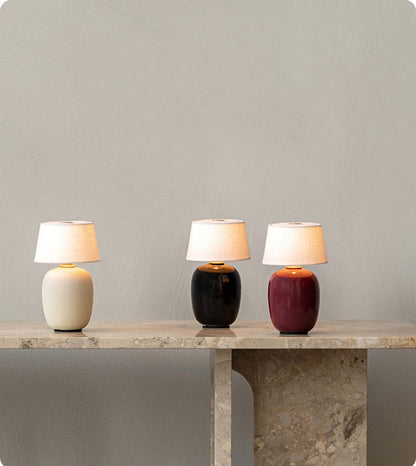 Royelux Modern Ceramic LED Bedside Table Lamp with Fabric Shade for Bedroom Nightstand