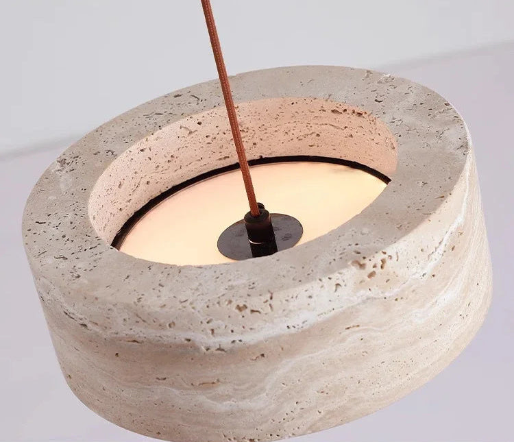 LuxRoyale Modern Travertine Pendant Light - Natural Stone LED for Dining & Kitchen