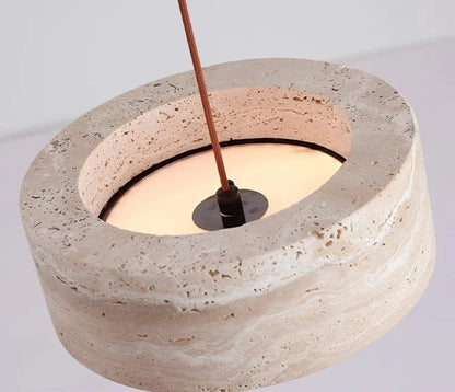 LuxRoyale Modern Travertine Pendant Light - Natural Stone LED for Dining & Kitchen