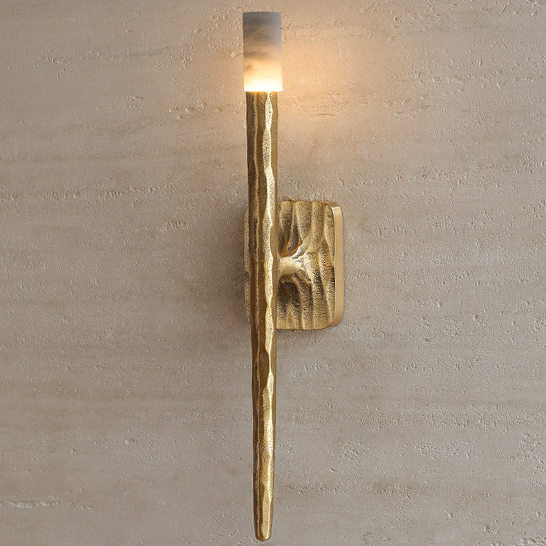 LuxRoyale Forged Brass & Marble Wall Sconce -Elegant 20-Inch LED Light