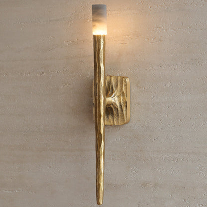 LuxRoyale Forged Brass & Marble Wall Sconce -Elegant 20-Inch LED Light