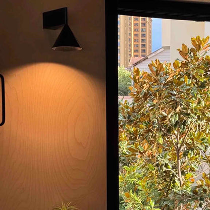 RoyaleGlow Minimalist Cone Wall Sconce - Black Brushed Aluminum Up Down Light