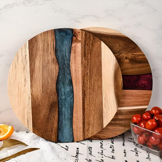 RoyaleGlow Artisan Epoxy Round Wood Chopping Board