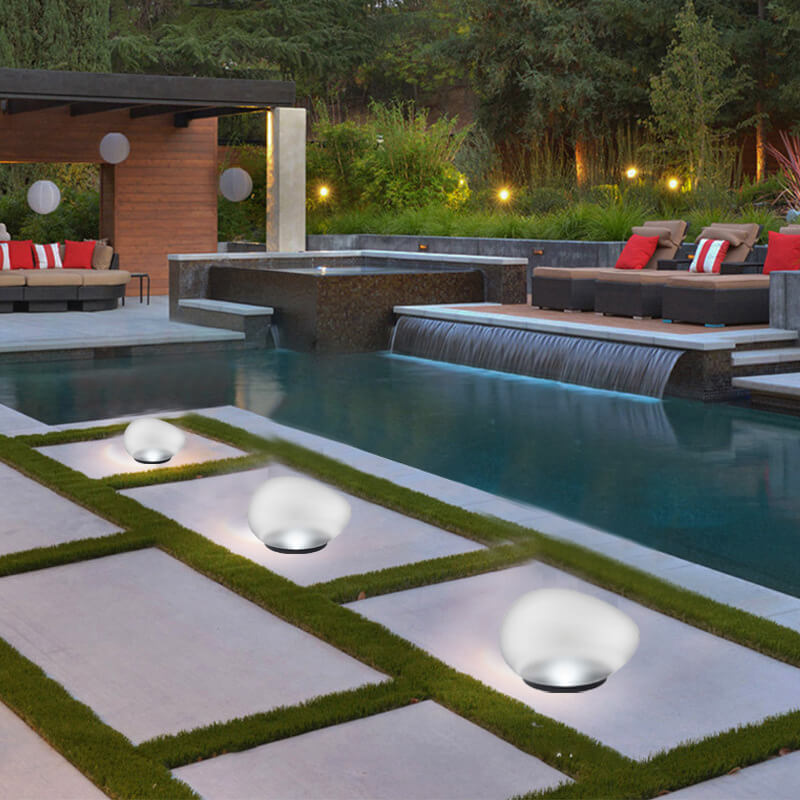 Rayvia Solar Pebble LED Landscape Light - Modern Outdoor Solar Garden Lighting - Small