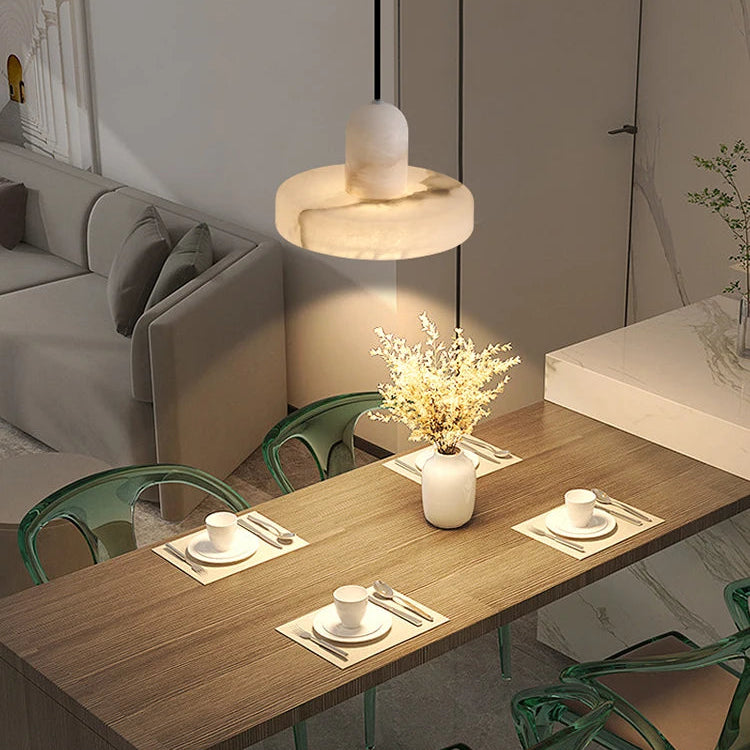 Royelux Marble Dining Pendant Light-Modern Minimalist White Stone Fixture