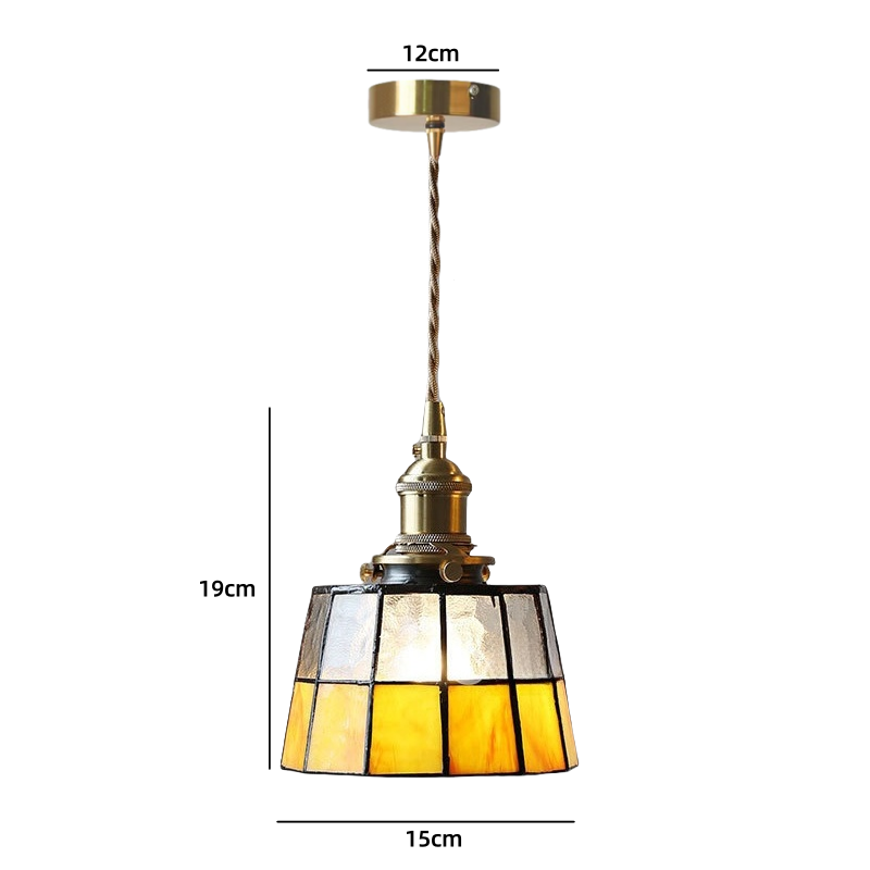 Royelux Vintage Stained Glass Geometric Pendant Light for Kitchen Island, Dining & Bedroom