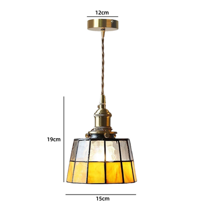 Royelux Vintage Stained Glass Geometric Pendant Light for Kitchen Island, Dining & Bedroom