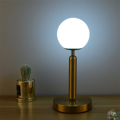 Royelux Modern Brass Table Lamp with Frosted Glass Globe for Bedroom & Office