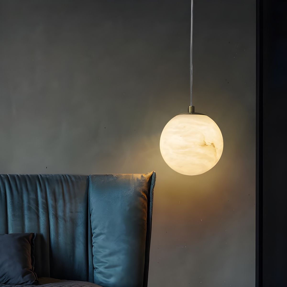 RoyaleGlow Wabi-Sabi Marble Pendant Light - Japandi Minimalist Hanging Lamp