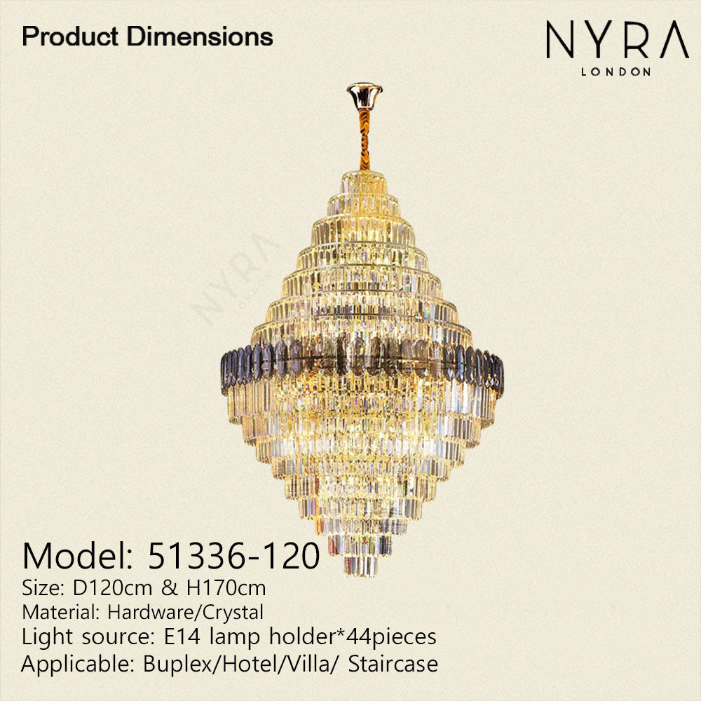 RoyaleGlow Anwar Crystal Chandelier Custom Size Luxury