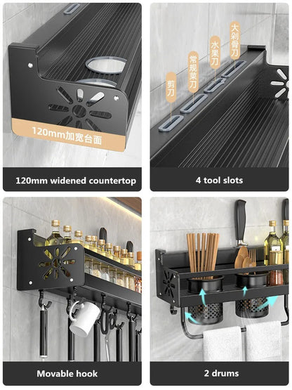Luxora Wall Mounted Kitchen Storage Rack Organizer - Durable and Space-Saving Solution