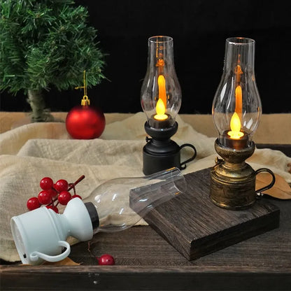 RoyaleGlow LED Vintage Kerosene Lamp, Electronic Swinging Candle
