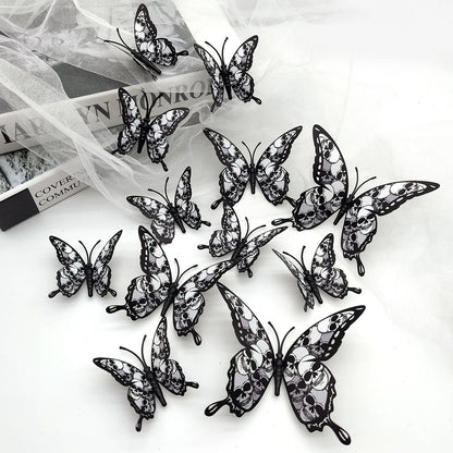 12Pcs 3D Butterfly Wall Sticker PVC Self Adhesive Wallpaper Butterfly Wall Sticker Living Room Window Decal Halloween Home Decor 4