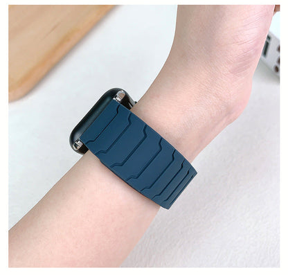 RoyaleGlow Armor Warrior Silicone Magnetic Watch Strap for Apple Watch