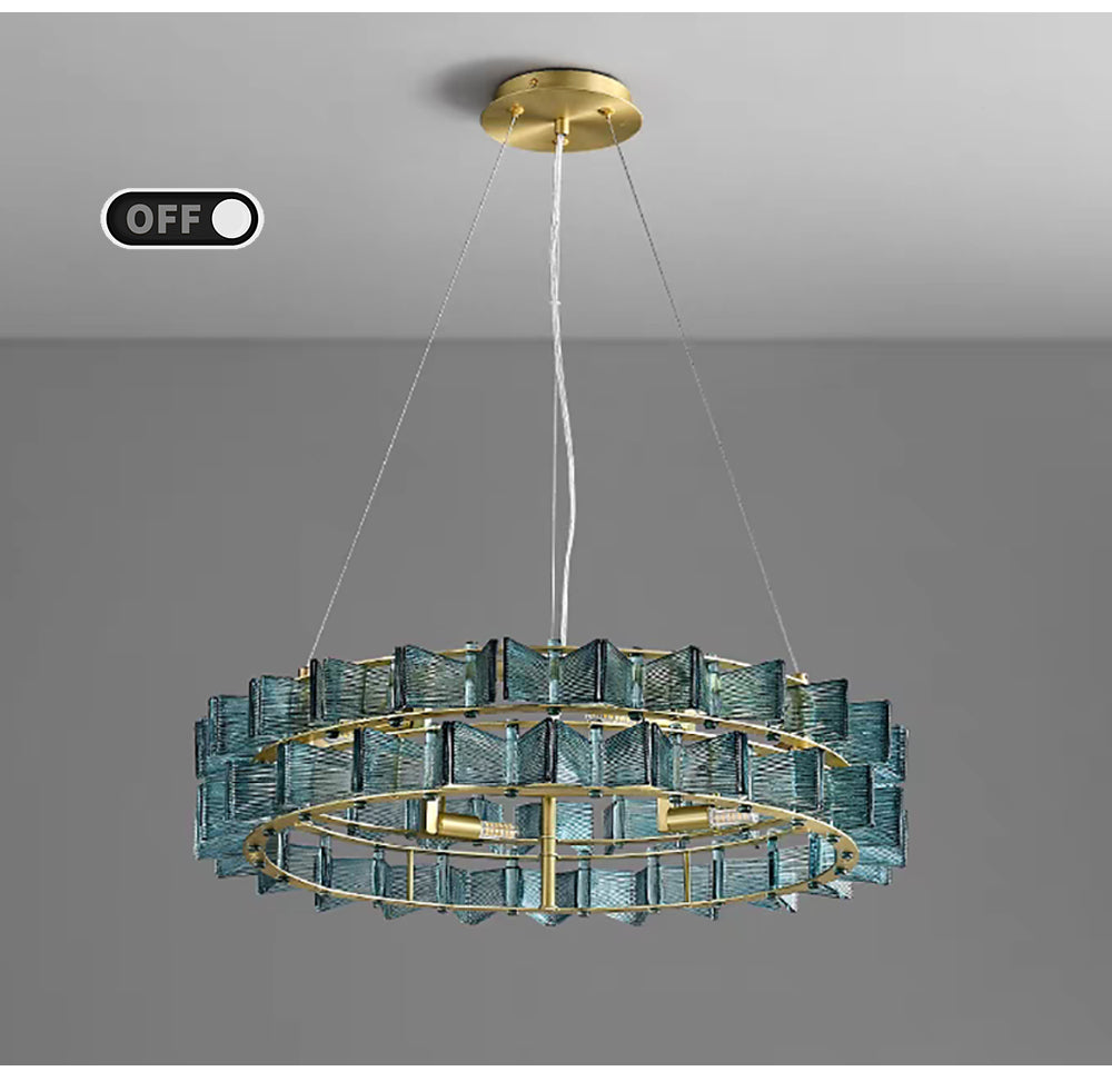 LuxRoyale Contemporary Glass Cube Chandelier-LED Gold Light Fixture