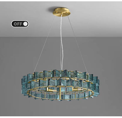 LuxRoyale Contemporary Glass Cube Chandelier-LED Gold Light Fixture