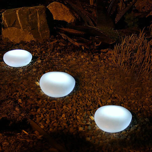 Rayvia Solar Pebble LED Landscape Light - Modern Outdoor Solar Garden Lighting - Small