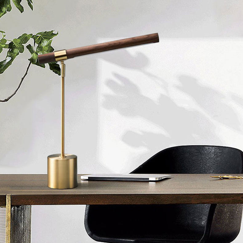 RoyaleGlow Minimalist Wood & Brass LED Desk Lamp - Modern Design for Home Office