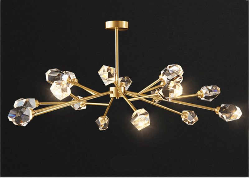 RoyaleGlow Modern Crystal Chandelier Lighting with Gold Finish for Living Room
