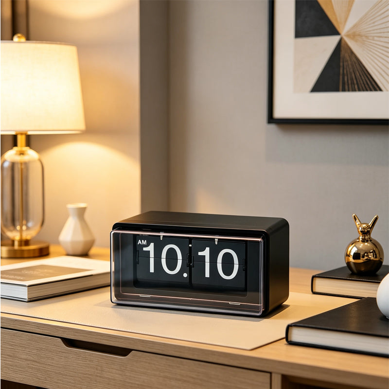 Lumora Modern Retro Desk Flip Clock with Automatic Page Display