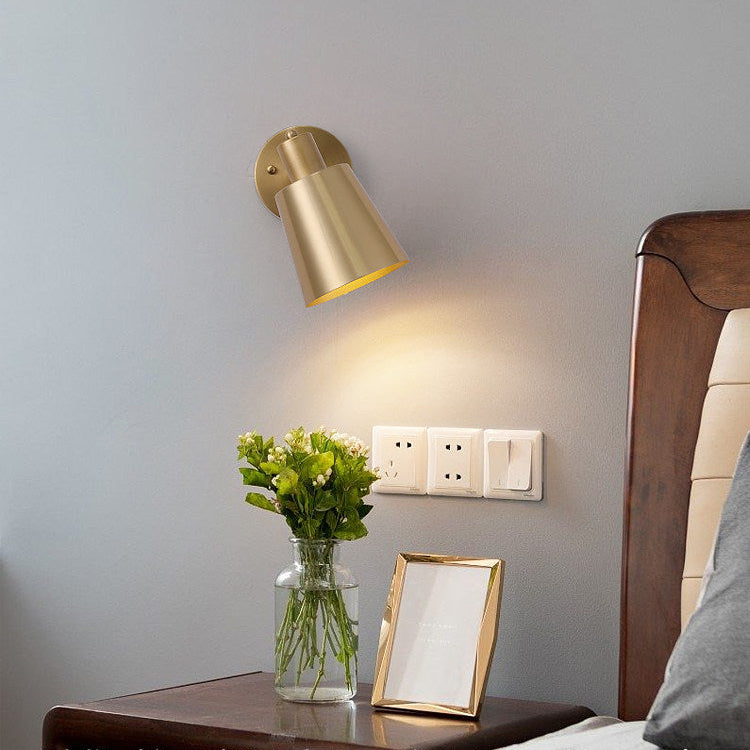 Royaleva Modern Brushed Black Gold Conical Wall Sconce, IP20 Conical Wall Light