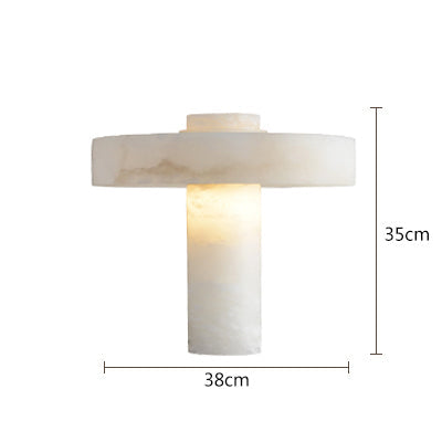 LuxRoyale Genuine Alabaster Accent Lamp - Sculptural Stone Table Light