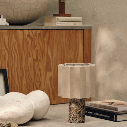 RoyaleGlow Cordless Marble & Linen Accent Lamp - Rechargeable Portable LED Light
