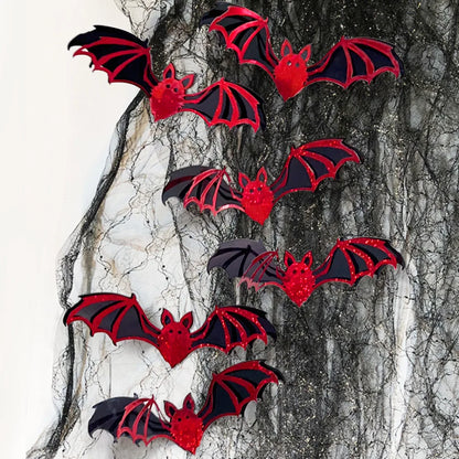 12pcs 15cm Halloween 3D Hollow Bat Wall Stickers Removable Black Bat Sticker Room Decor Party DIY Decals Halloween Horror Bats 0