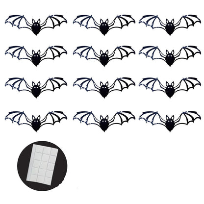 12pcs 15cm Halloween 3D Hollow Bat Wall Stickers Removable Black Bat Sticker Room Decor Party DIY Decals Halloween Horror Bats 6