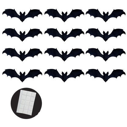 12pcs 15cm Halloween 3D Hollow Bat Wall Stickers Removable Black Bat Sticker Room Decor Party DIY Decals Halloween Horror Bats 9